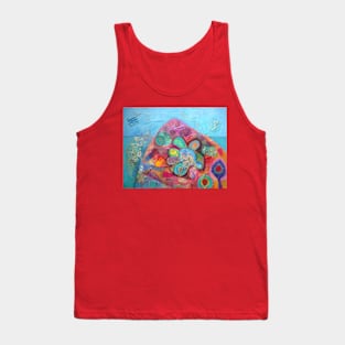 Flower Mountain, in turquoise, blue and pink Tank Top